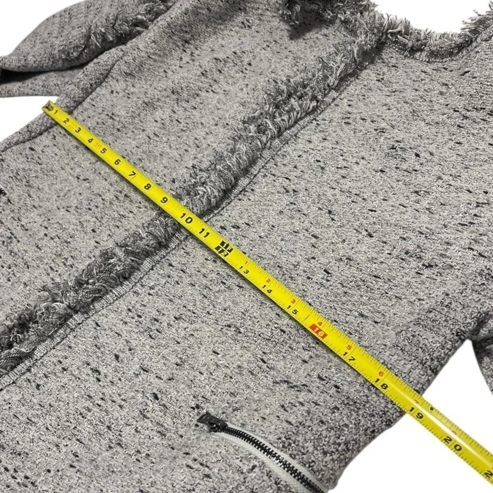 Nic&Zoe Grey tweed jacket with ruffle‎ trim and pockets